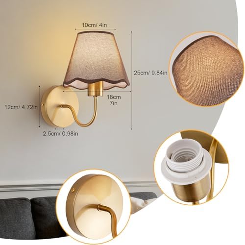 ADISUN Battery Operated Wall Sconce Set of 2, Gold Wall Lamps Rechargeable Bulbs for Living Room, Brown Rattan Shade, Wireless Wall Lights for Bedroom Living Room Hallway Kitchen(2 Bulbs Included) - Image 2