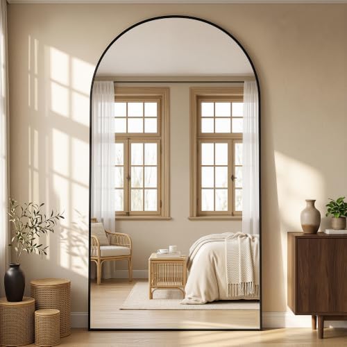 86"x46" Arched Full Length Mirror, Large Floor Mirror, Black by Unknown