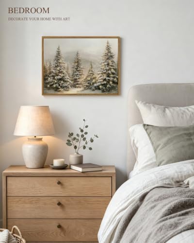InSimSea Vintage Christmas Winter Framed Wall Art, Warm Forst Tree,12x16In - Image 5