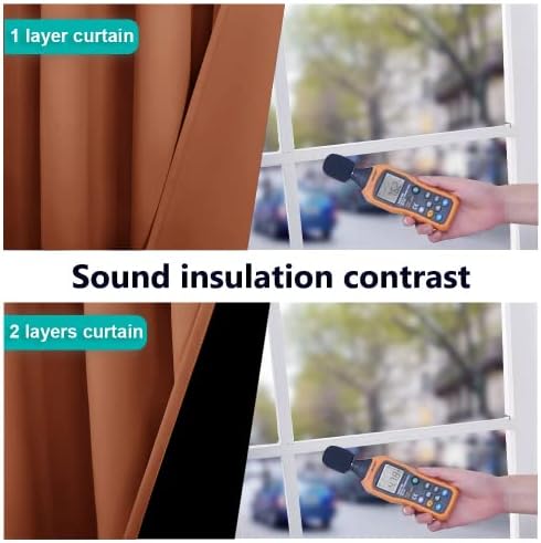 NICETOWN Burnt Orange 100% Blackout Curtains 45 inches Long, 2 Thick Layers Completely Blackout Window Treatment Thermal Insulated Lined Drapes for Small Window (1 Pair, 52 inches Width Each Panel) - Image 4