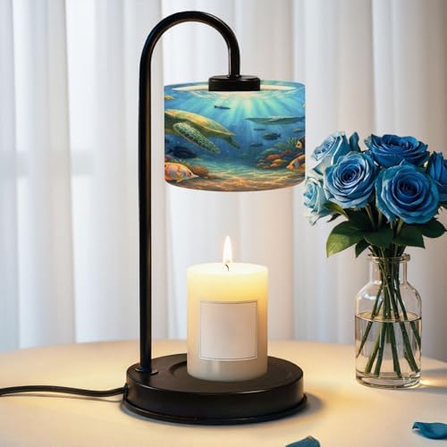 Candle Warmer Lamp with Timer Ocean Water Sea Turtle Coral Fish Underwater Scenery Realistic Dimmable Wax Warmer with 4 Bulbs for Jar Candles Women Birthday Gifts House Warming New Home Decor by DERUINVAIO
