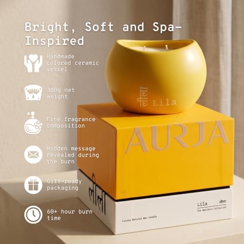 Lila Luxury Scented Candle with Bergamot, Ginger & Vetiver Fragrance Notes, Soy Coconut & Beeswax Blend, 60+ Hour Burn Time, Premium Natural Wax Candle for Bright Citrus Aroma & Elegant Gift Giving - Image 4