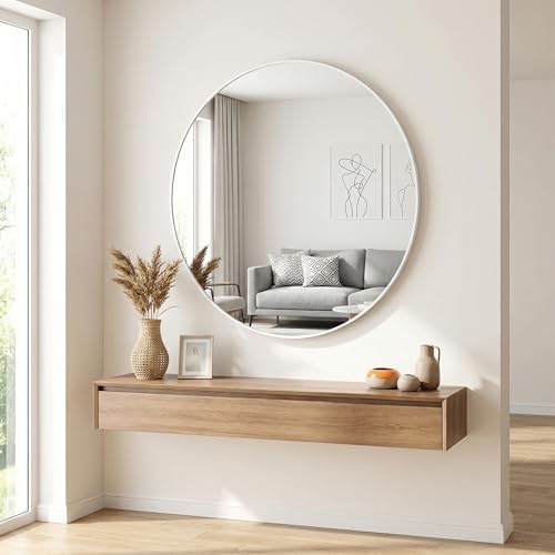 HARRITPURE 24 Inch Round Mirror White Circle Bathroom Mirror - Image 5