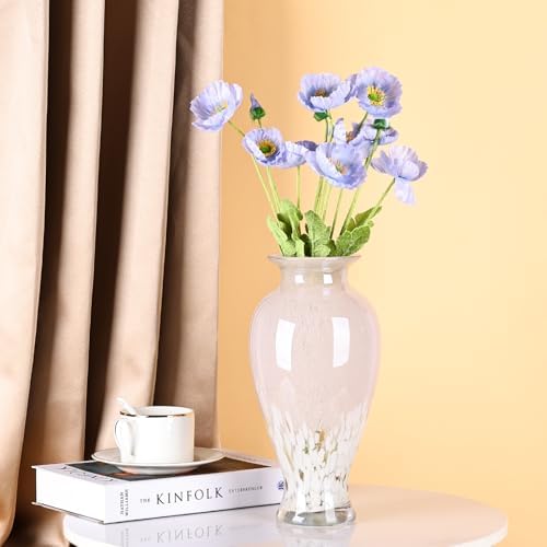 11.8" Tall Pink Glass Vase Beautiful Hand Blown Glass Vase Modern Art Home Decor, Wide Mouth Colorful Vases for Mantle Dining Table Centerpiece, Entryway Living Room Wedding Decoration - Image 6