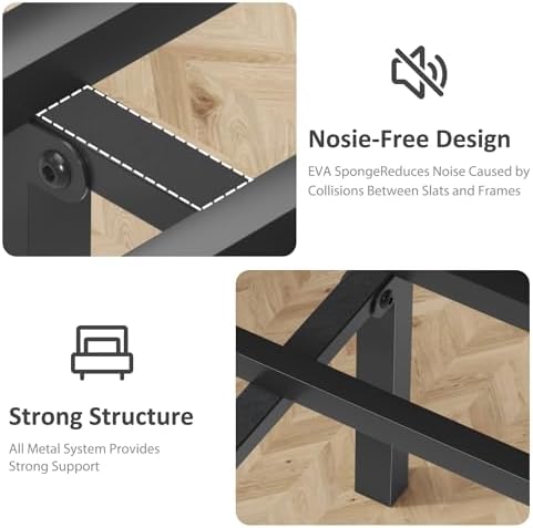 Fluest Twin Bed Frame with Headboard and Footboard, Metal Twin Bed Frame with Under Bed Storage, All-Metal Support System, No Box Spring Needed, Easy Assembly,Rustic Grey - Image 7