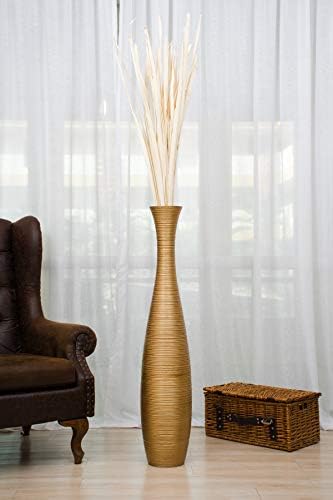 Leewadee Large Floor Vase 41 inches Mango Wood for Pampas Grass, Dried Flowers - Image 2