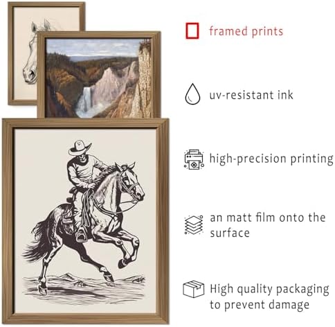 ANERZA 16 PCS Framed Western Wall Art Decor, Southwestern Gallery Wall Frame Set Prints for Bedroom Bathroom, Cowboy Posters for Living Room Aesthetic, Dorm Home Artwork Collage Kit - Image 3