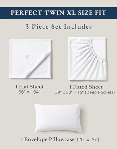 LANE LINEN Twin XL Sheets 100% Organic Cotton 3pc Percale Cooling - White - Image 4