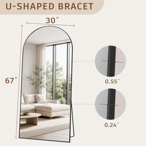 Koonmi 67x30 Arched Full Length Mirror, Floor Mirror with Stand - Image 2