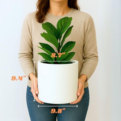 Fox & Fern Large Planter for Indoor or Outdoor, White Matte, 10 Inch - Image 6