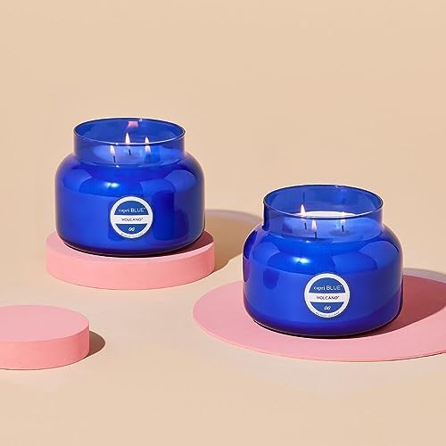 Capri Blue Volcano Scented Candles - Luxury Three Wick Candles for Home Scented with Tropical Fruit & Sugared Citrus - Soy Wax Blend - Large Blue Color (28 oz) - Image 4