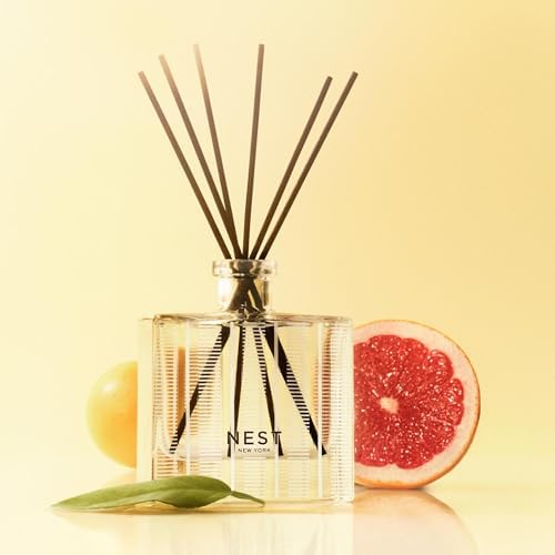 NEST New York Reed Diffuser, Grapefruit - 5.9 fl oz - Fragrance for Up to 90 Days - Reusable, Refillable Glass Holder - Includes 8 All-Natural Reed Sticks - Flame Free - Image 3
