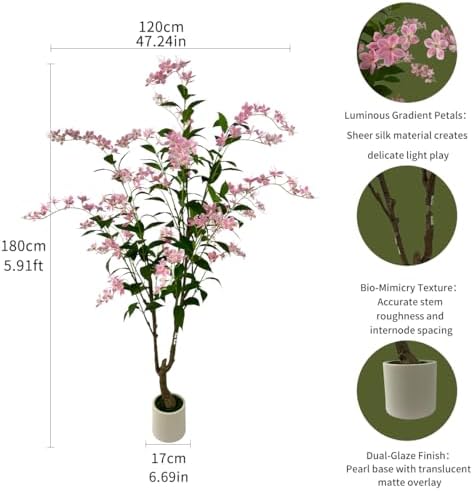 6ft Artificial Pink Jasmine Potted Tree - Image 2