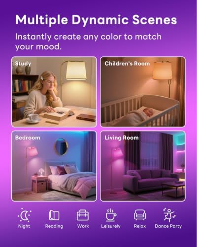 LED Arc Floor Lamp, RGB Color Changing, 65", 350° Swivel Shade - Image 6