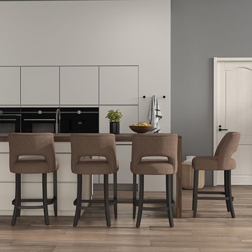 VKNOW Bar Stools Set of 4, 26" Upholstered Counter Height Bar Stools by VKNOW