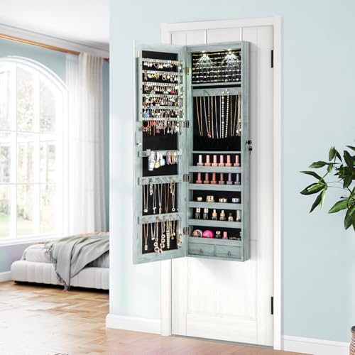 GIANTEX Wall or Door Mounted Jewelry Armoire with Full Length Mirror, 47.5" - Image 3