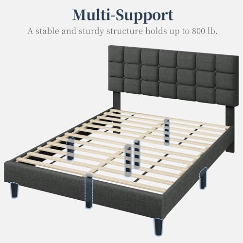 Yaheetech Queen Size Upholstered Tufted Bed Frame with Headboard - Image 6