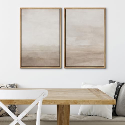 SIGNWIN Framed Canvas Print Wall Art Abstract Wave Pattern Modern Art Minimalist Neutral Decor for Living Room, Bedroom, Office - 16"" x24 x2 Natural - Image 4