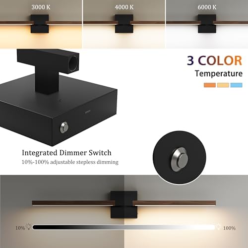 Rayogale Black Walnut Rechargeable Wall Sconce with Remote Control 32 Inch - Image 3