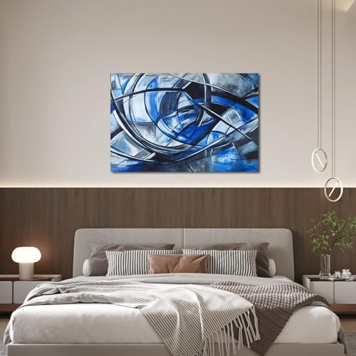 Abstract Wall Art Decor Modern Wall Art Pictures for Living Room Canvas Art Wall Decor Abstract Blue Wall Art Prints Artwork for Walls Black and White Wall Art Decorations Home Office Decor 24" X 36" - Image 5