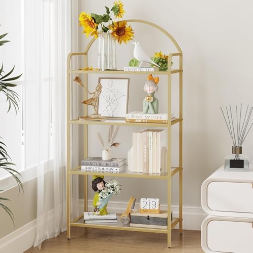 Hzuaneri Bookcase Bookshelf, Tempered Glass Bookshelves by Hzuaneri
