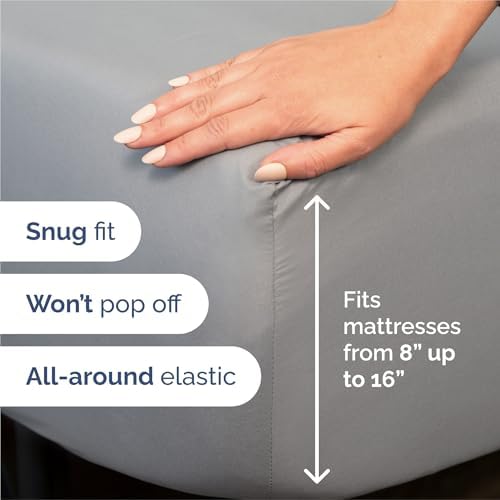 Split King Size 5 Piece Sheet Set - Comfy Breathable & Cooling - Steel Blue - Image 3
