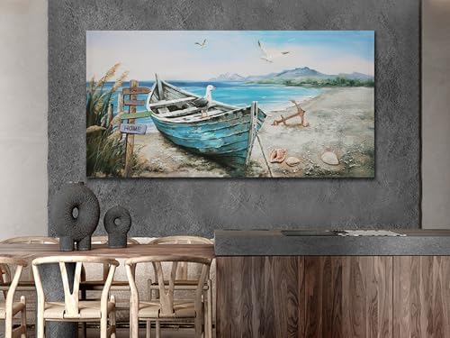 Anolyfi Nautical Wall Art Decor Coastal Artwork for Living Room 58"x29" - Image 5