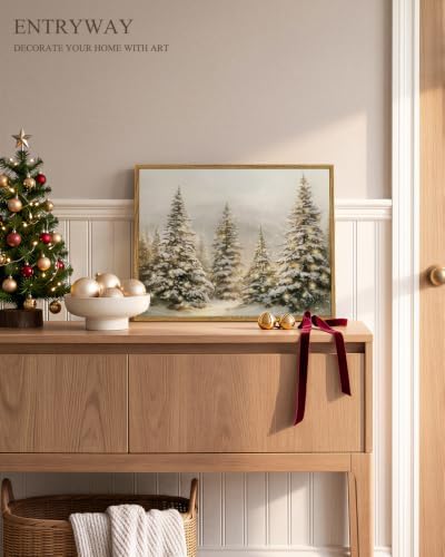 InSimSea Vintage Christmas Winter Framed Wall Art, Warm Forst Tree,12x16In - Image 3