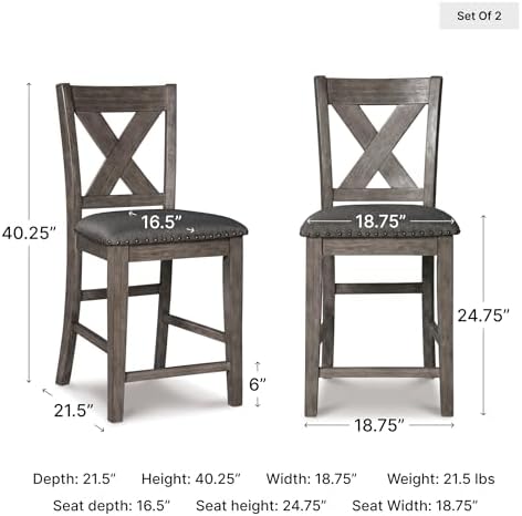 Signature Design by Ashley Caitbrook X-Back Bar Stools Set of 2, Gray - Image 3