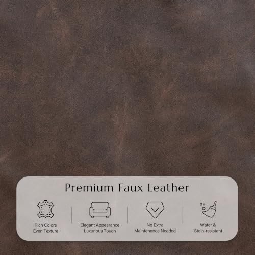Vintage Oversized Faux Leather Chair for Living Room, 41.3", Dark Brown - Image 4
