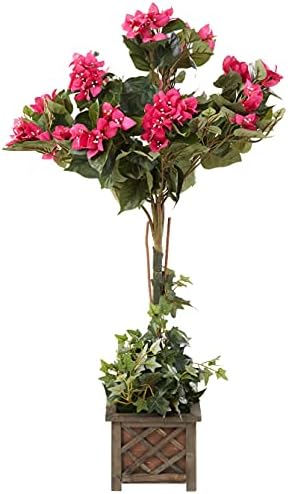 Nearly Natural 34 in Artificial Bougainvillea Topiary with Wood Box - Image 2