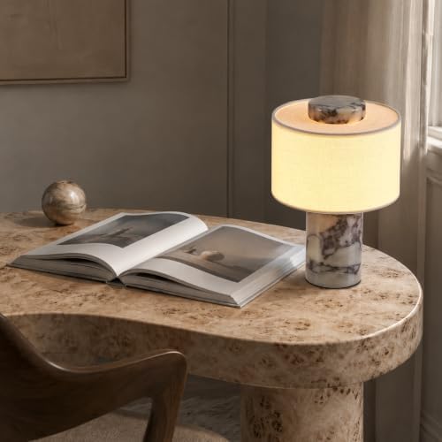Marble Table Lamp, Rechargeable Cordless Touch Lamp with 3 Color Temperatures & Stepless Dimming, Natural Stone Bedside Night Light, Modern Wireless Lamp for Bedroom Nightstand - Image 3