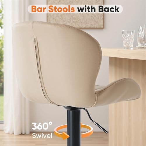Sweetcrispy Bar Stools Set of 4, Swivel Adjustable Height Fabric Bar Chair - Image 5