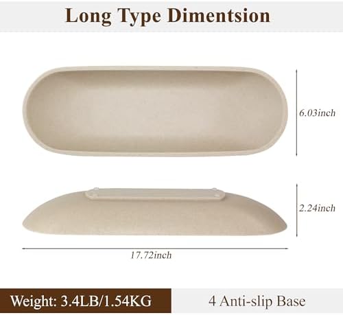 Long Decorative Bowl for Centerpiece, Dough Bowl for home decor 18" Beige - Image 3