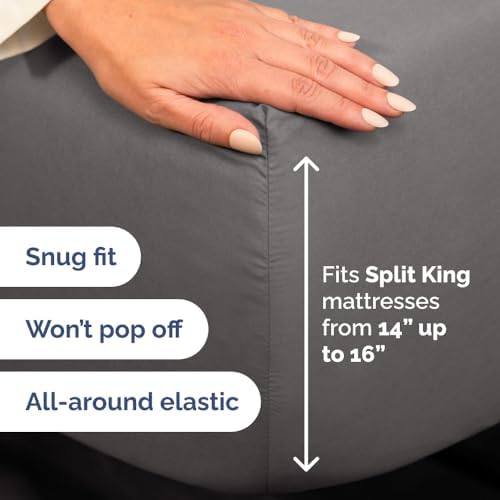 Flex Top Split Head King 4 Piece Sheet Set - Soft & Breathable - Dark Grey - Image 5