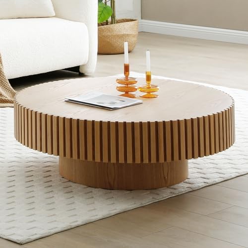 39" Round Coffee Table for Living Room, Mid Century Modern Coffee Table - Image 3