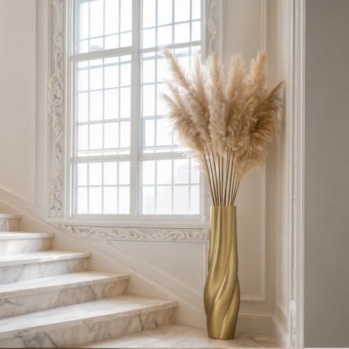 Gold Floor Vase, 24 Inch Tall Resin Home Decor Vase, Tall Floor Vases for Living Room, Office, Bedroom Decor with 5" Opening for Dried Pampas Grass, Branches & Feathers - Image 6