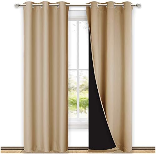 NICETOWN Blackout Curtains 80 inches Long, Full Light Blocking Drapes with Black Liner for Nursery, Thermal Insulated Draperies for Hall, Villa (Biscotti Beige 2 Pieces, 42" Wide Each Panel) by NICETOWN