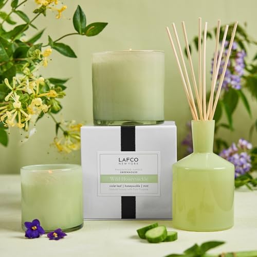 LAFCO New York Classic Reed Diffuser, Wild Honeysuckle - 6 oz - Up to 3 Months Fragrance Life - Reusable Glass Vessel - Natural Wood Reeds - Made in the USA - Image 6