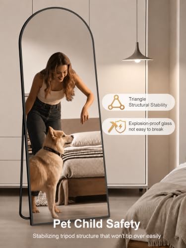 Simple Deluxe Arched Full Length Mirror, 68"x25"Large Floor Mirrors, for Wall Door Bedroom Bathroom Living Room (Black) - Image 3