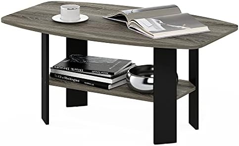 Furinno Simple Design Coffee Table, French Oak Grey/Black by Furinno-FitsYourSpaceFitsYourBudget