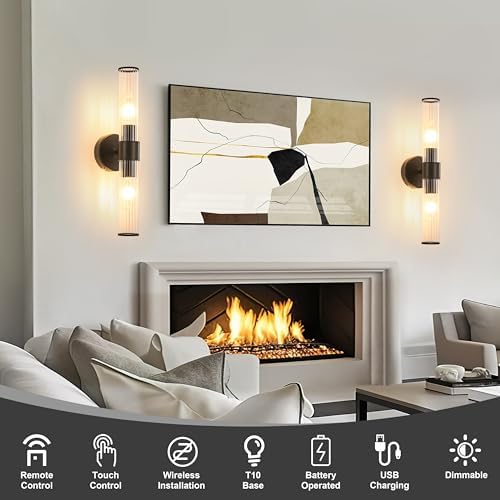 Morauroral Black Battery Operated Wall Sconces Set of 2 - Image 3
