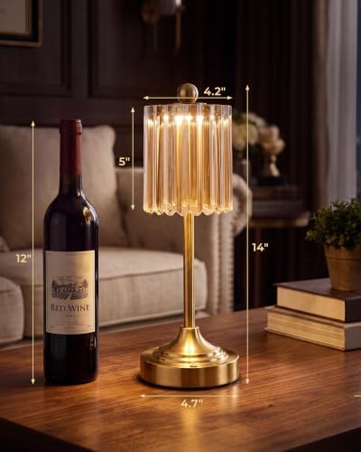 Set of 2 Vintage Cordless Accent Table Lamp 14" High - Image 4