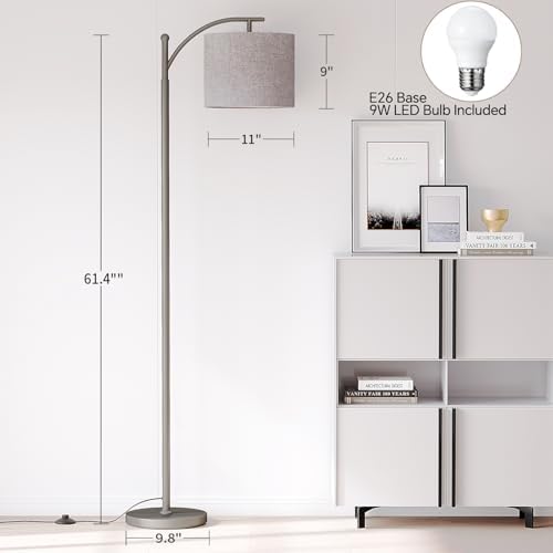SUNMORY Arc Floor Lamp, Modern Floor Lamp with 9W 3 Color Temperatures Bulb - Image 3