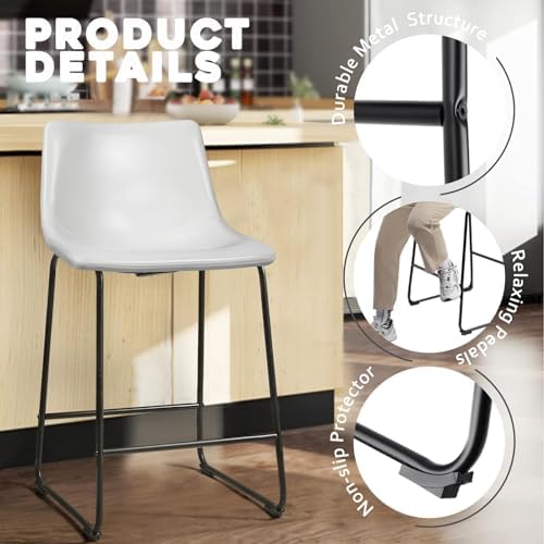Waleaf 26 Inch Counter Height Bar Stools Set of 4, Faux Leather Bar Chairs - Image 5