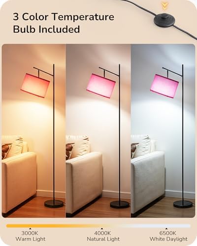EDISHINE Pink Modern Floor Lamps for Living Room, 64.7" Arc Standing Lamp - Image 2