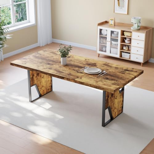 HIPIHOM 70.8" Modern Dining Table, Wooden Kitchen Table for 4-6 Person by HIPIHOM