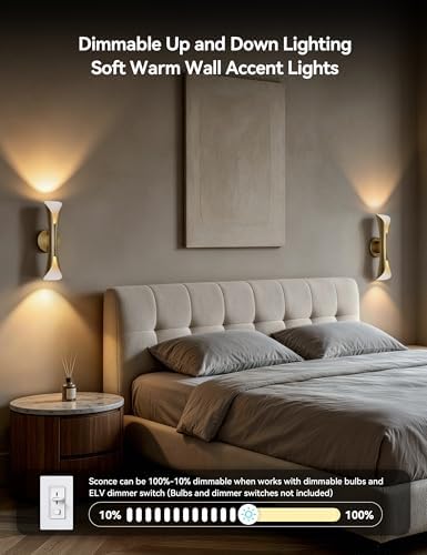 Tubicen Wall Sconces Set of 2, Dimmable Hardwired Wall Lights, Gold, 15.7" - Image 4