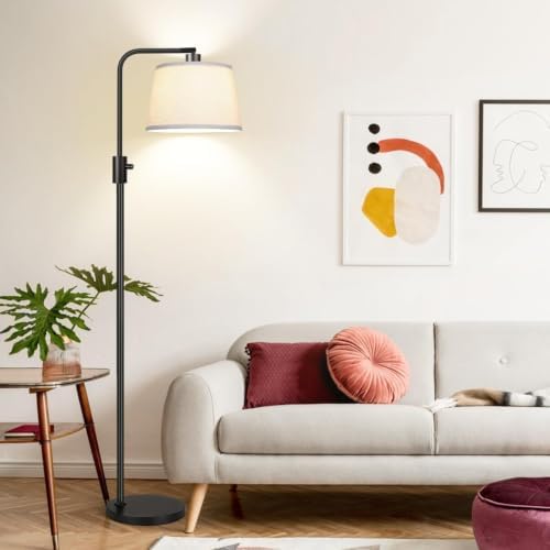 Nintiue 【Upgraded】 Dimmable Floor Lamp, 1000 Lumens LED Bulb Included, Arc Floor Lamps for Living Room Modern Standing Lamp with Linen Shade, Tall Lamp for Bedroom Office Reading Dining Room- Black - Image 6