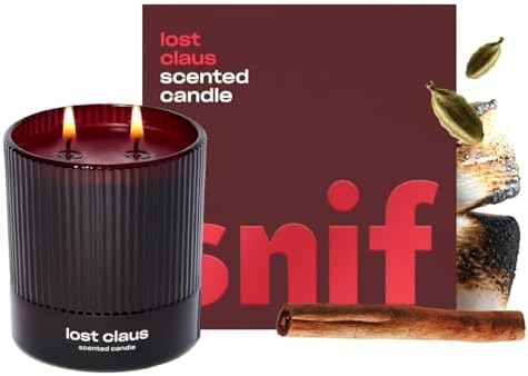 Lost Claus Scented Holiday Candle by Snif, Spicy, Gourmand, Woody Scent, 50+ Hours, 100% Cotton Fiber Wicks, Soy Wax Blend, Non-Toxic, Vegan, 8.5oz by Snif